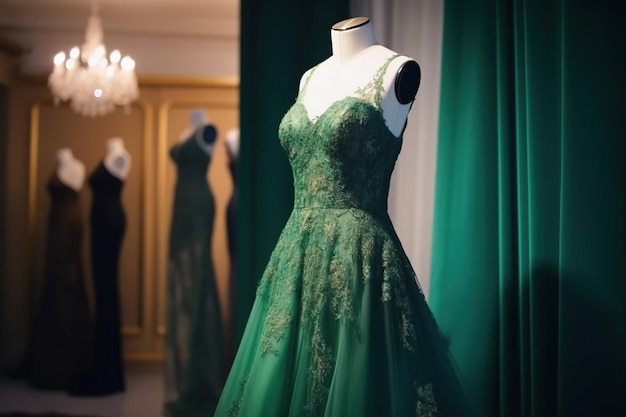 Luxurious Dark Green Tulle Ball Gown Prom Dress With Lace Applique JTA