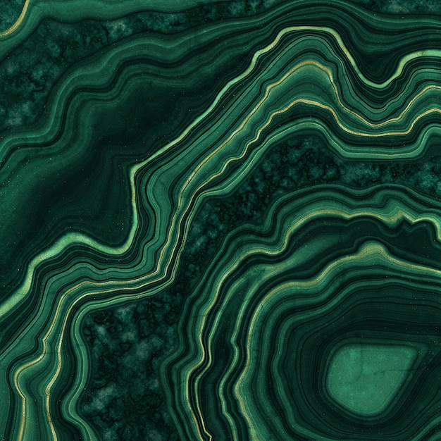 Роскошный зеленый малахитовый фон с золотыми линиями
