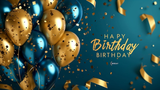luxury happy birthday greeting template with balloon