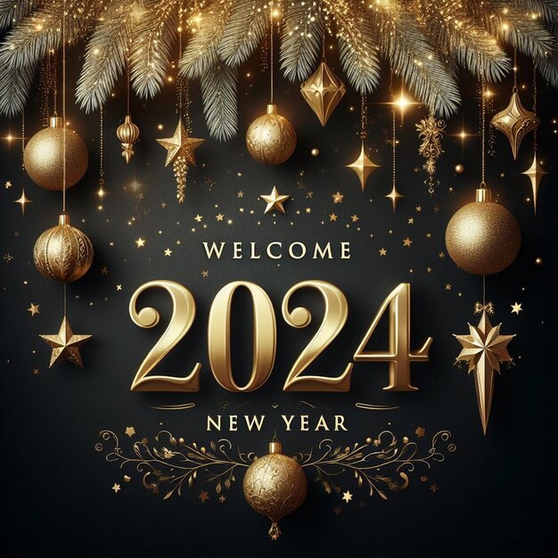 luxury Happy New Year 2024 card design