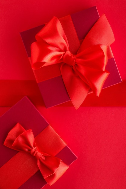 Luxury holiday gifts on red