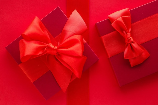 Luxury holiday gifts on red