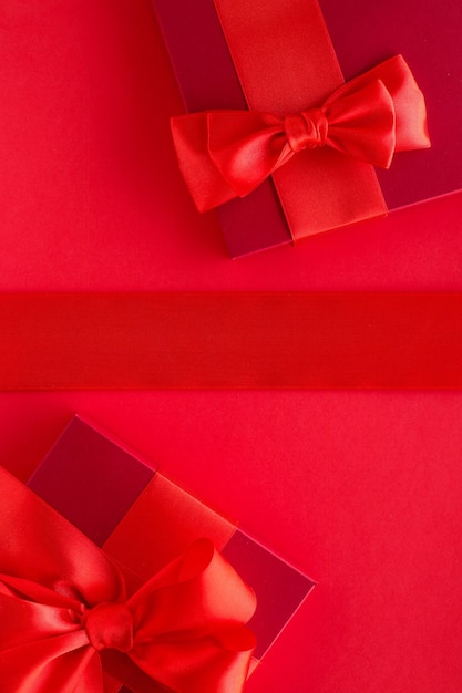 Luxury holiday gifts on red