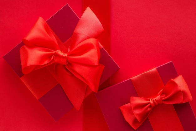 Luxury holiday gifts on red