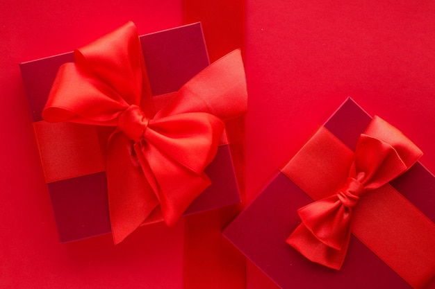Luxury holiday gifts on red