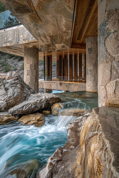 Foto casa di lusso su una spiaggia e piscina in paesaggi tropicali