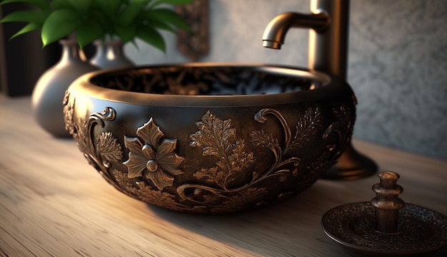 Luxury home decor modern hand wash basin design AI Generated image