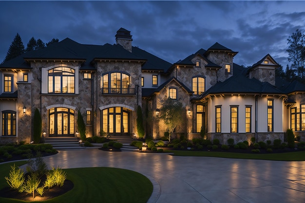 Luxury Home Exterior at Twilight