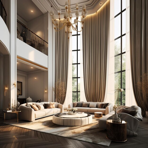 Luxury home interior living room Generative AI