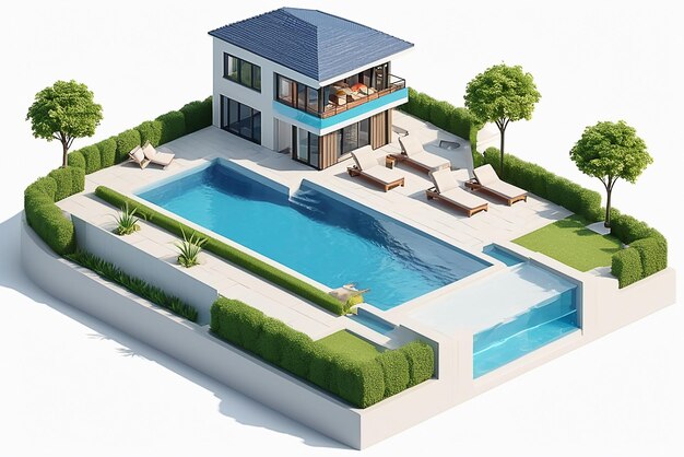プール付きの高級住宅のデザイン