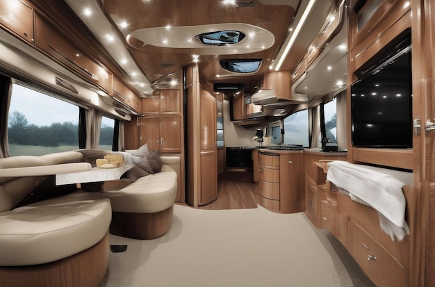 Luxury interior design of modern motorhome