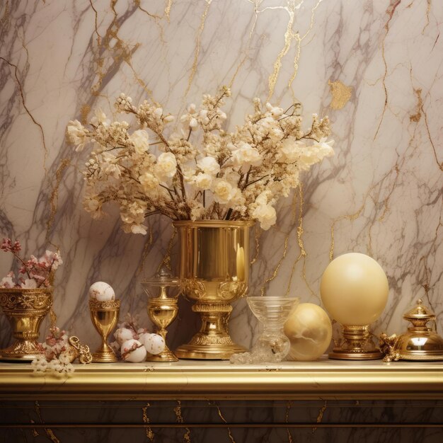 Photo luxury interior gold and marble