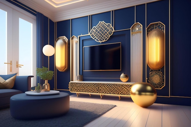 Luxury interior of the living room 3D rendering ai generated