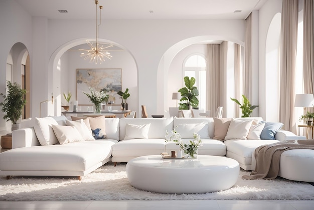 Luxury interior living room with white