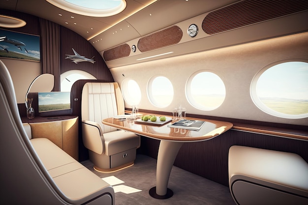 Luxury interior in the modern business jet