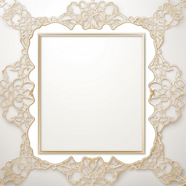 Photo luxury islamic arabic ornate golden mirror frame floral and geometric patterns