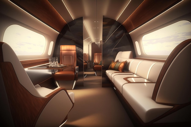 Luxury jet interior Ai Modern business airline