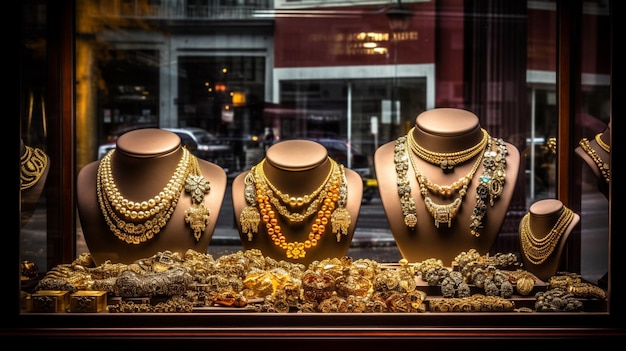 Luxury jewellery in a shop window