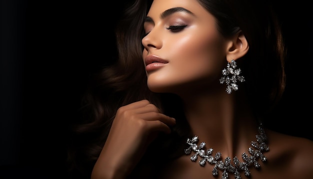 Luxury jewelry brand advertisement with woman model shooting