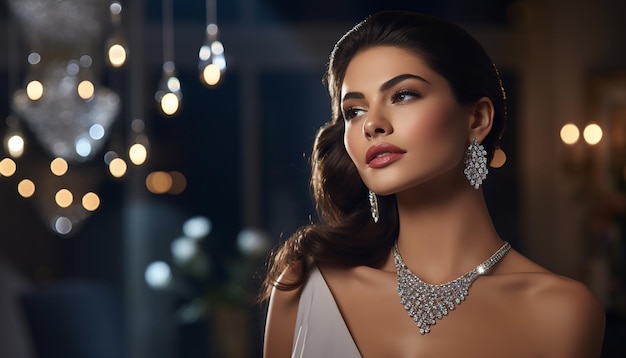 Photo luxury jewelry brand advertisement with woman model shooting