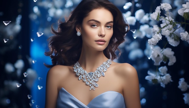 Luxury jewelry brand advertisement with woman model shooting