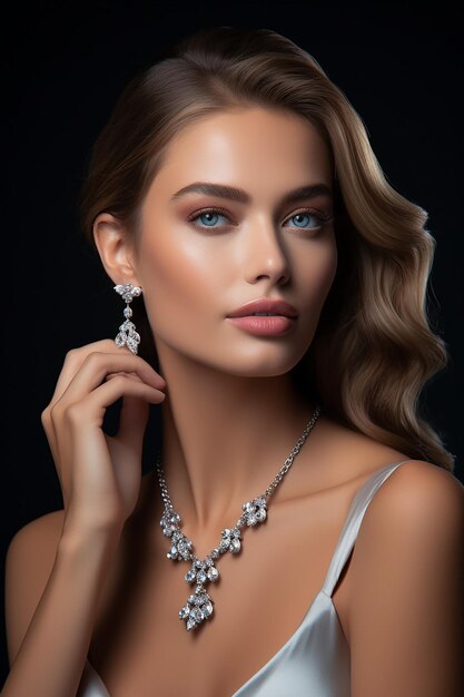 Luxury jewelry brand advertisement with woman model shooting