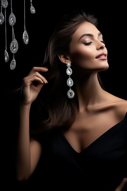 Luxury jewelry brand advertisement with woman model shooting