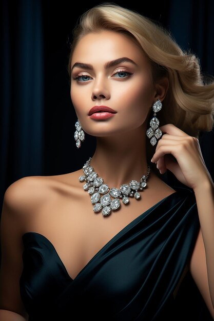 Luxury jewelry brand advertisement with woman model shooting