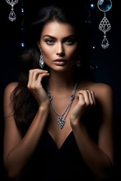 Luxury jewelry brand advertisement with woman model shooting