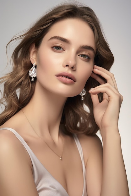 Luxury jewelry brand advertisement with woman model shooting