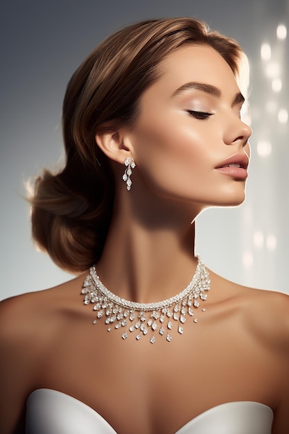 Luxury jewelry brand advertisement with woman model shooting