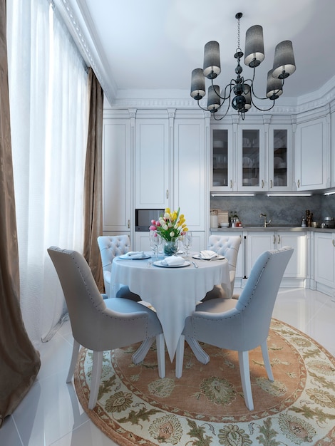 Luxury kitchen in classical style