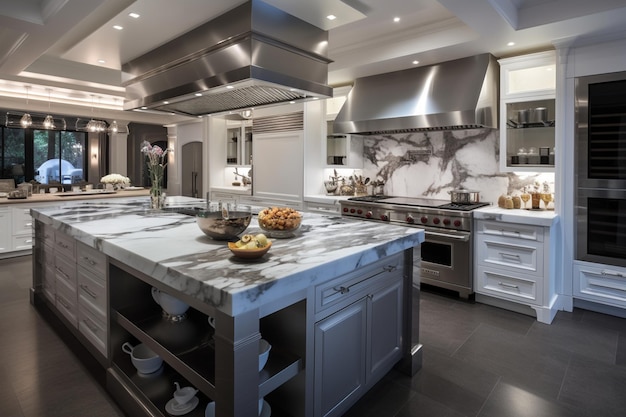 Luxury kitchen with stainless steel appliances