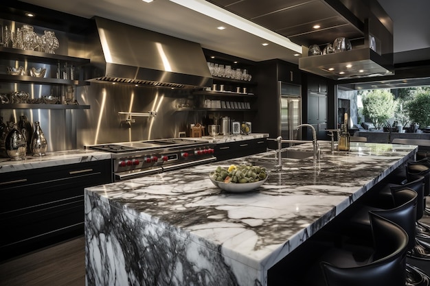 Luxury kitchen with stainless steel appliances