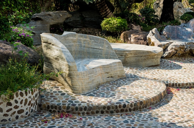 Photo luxury landscape design of the tropical garden.