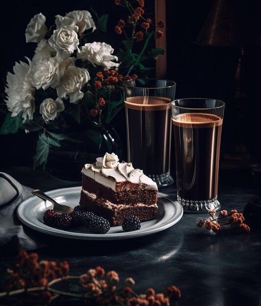 Роскошный латте и десертные декадентские шоколадные конфеты Generative Ai
