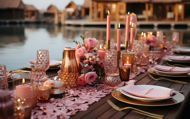 Luxury launch table beautiful tropical sea