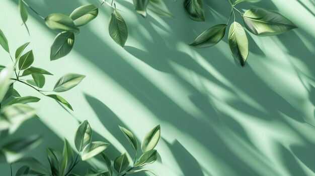 Photo luxury leaf shadow leaves in blank green natural background concept scene stage showcase product nature perfume promotion sale banner presentation cosmetic ai generated