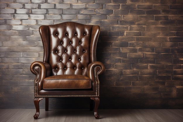 Photo luxury leather chair on brick wall background