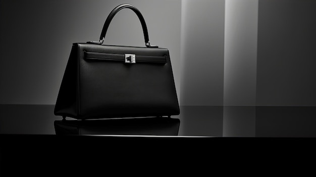 Luxury Leather Handbag and minimalistic backdrop