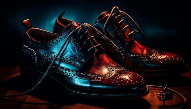 Foto le scarpe in pelle di lusso riflettono l'eleganza moderna e lo stile generato dall'intelligenza artificiale