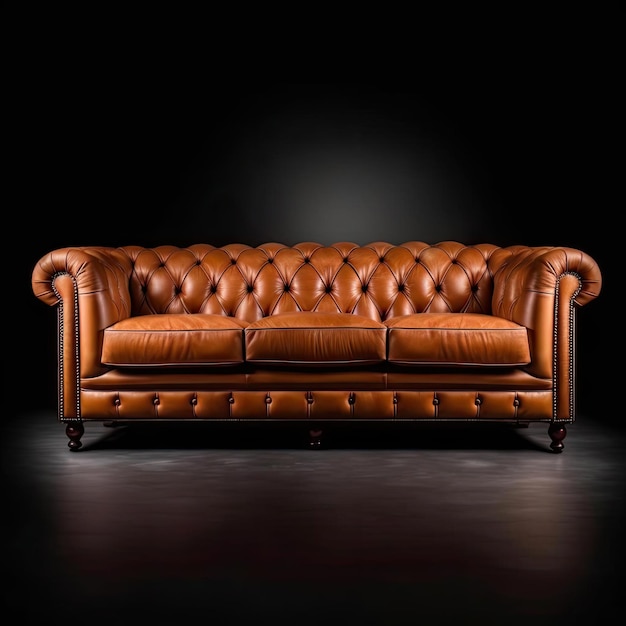 Luxury leather sofa on black background