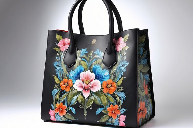 Photo luxury leather tote bag with handpainted artwork