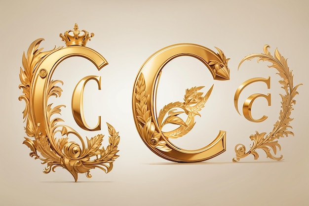 Luxury letter c logo royal gold star