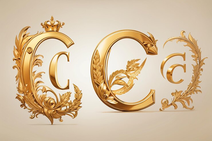 Photo luxury letter c logo royal gold star