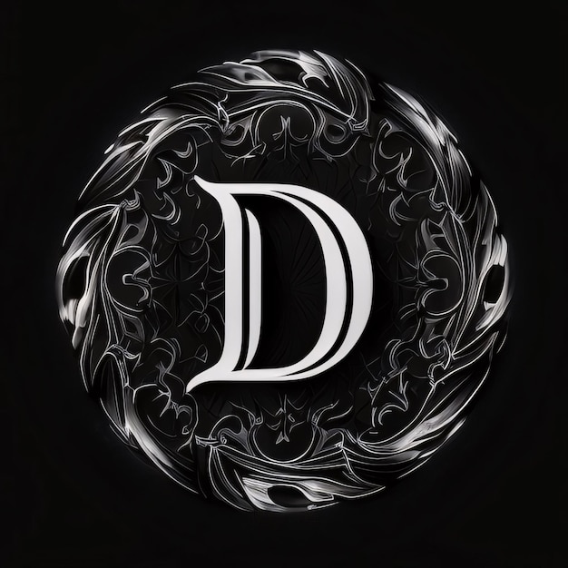 Photo luxury letter d in the form of an ornament on a black background