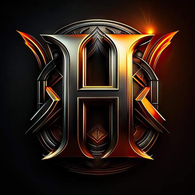 Luxury letter H logo in gold