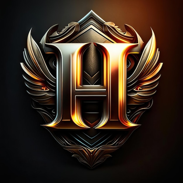 Роскошный логотип буквы H в золоте
