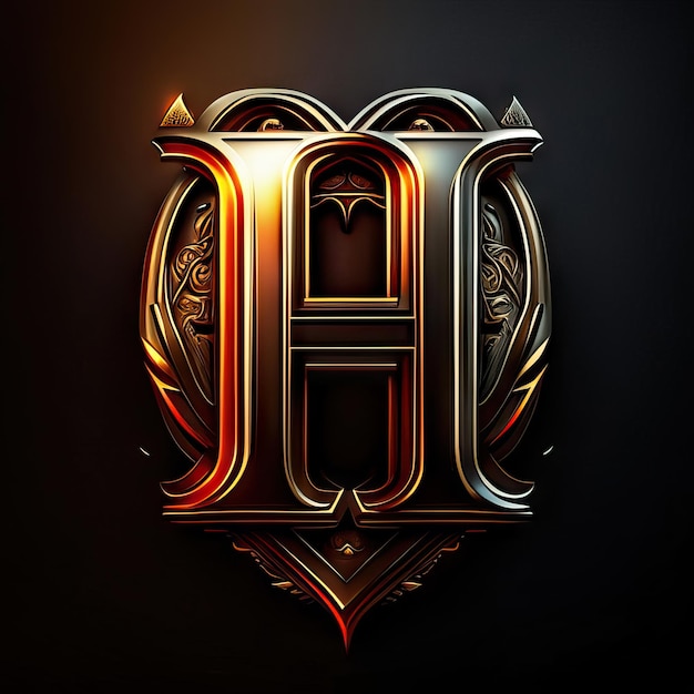 Foto logo di lusso con la lettera h in oro
