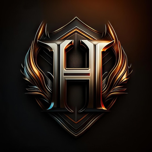 Фото Роскошный логотип с золотой буквой h